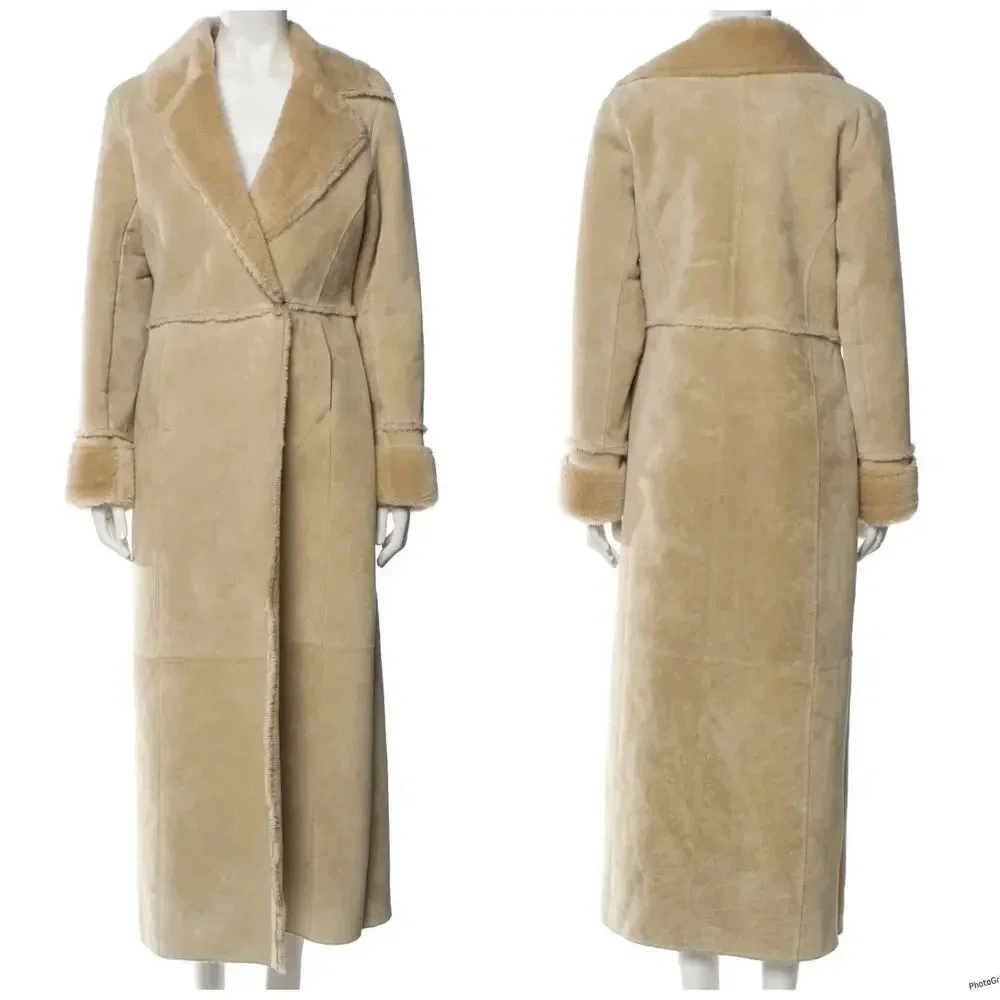 Express Y2K Vintage Suede Leather Faux Fur Lined Winter Coat Medium - Picture 1 of 15